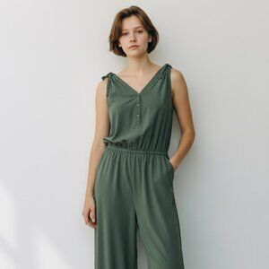 The North Face Olive Green Utility Jumpsuit Medium Wide Leg Outdoor